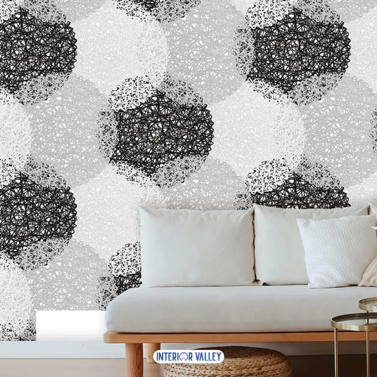 Modern Abstract Circle Wallpaper | Black & White Geometric Design